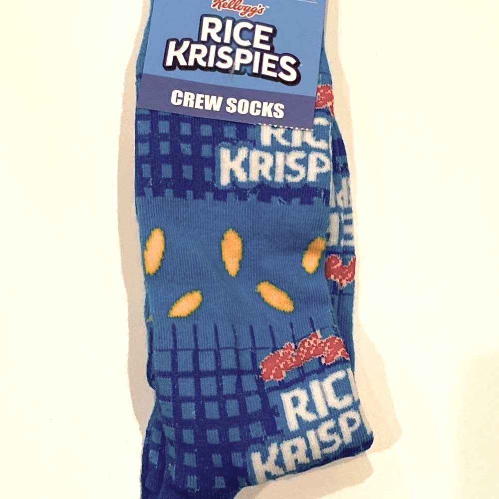 Kellogg’e Rice Krispies Blue Adult Unisex Crew Socks Size 6-13 New